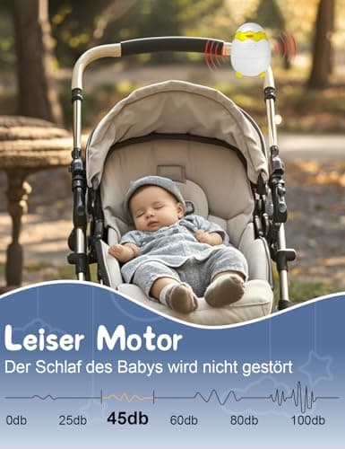 Robofun Kinderwagenschaukler - Elektrische Schlafhilfe für Babys, USB-C Aufladbar, 5 Einstellbare Schaukelintensitäten