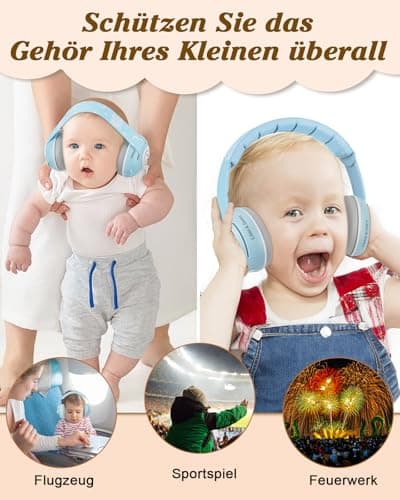 Hörschutz für Babys 25dB Lärmschutz 2 in 1 Kopfhörer Blau Eulen