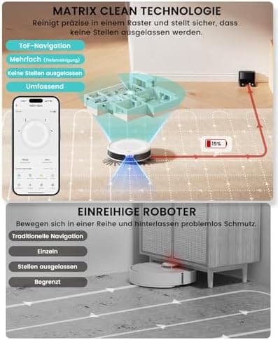 LEFANT M310 Ultra Weiß Staubsauger Roboter 6000Pa ToF Lasernavigation App Alexa