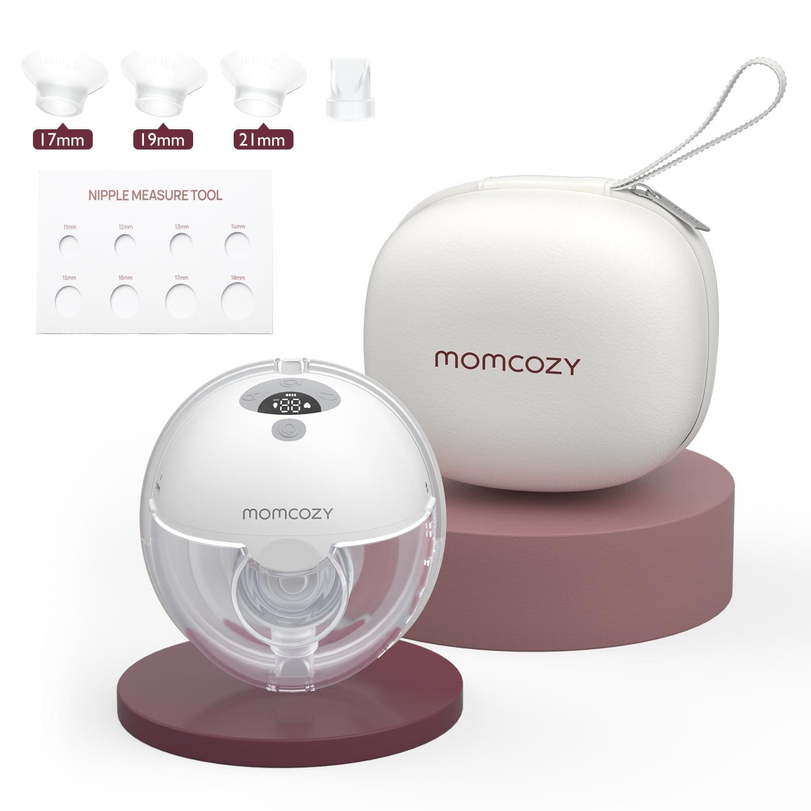 Momcozy M5 Milchpumpe Elektrisch Freihändig, 24 mm(1, Grau), Doppelt Abgedichteter Flansch, 3 Modi, 9 Stufen, Tragbar Br