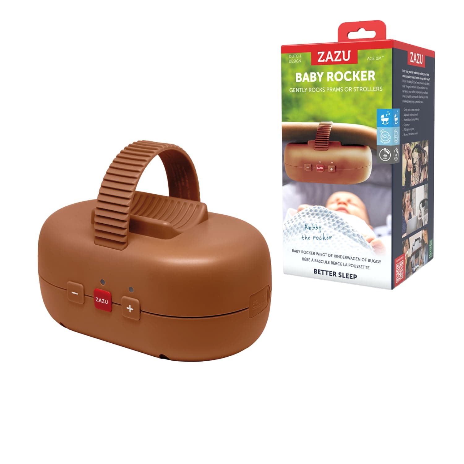ZAZU Robby - Kinderwagenschaukler Automat. Babywippe Braun