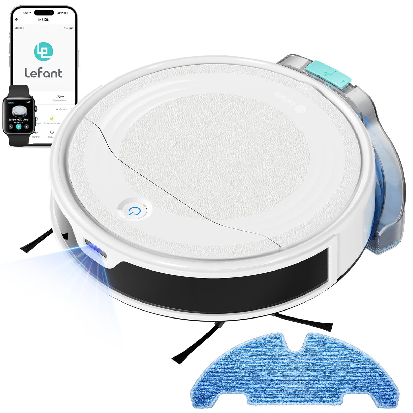LEFANT M310 Ultra Weiß Staubsauger Roboter 6000Pa ToF Lasernavigation App Alexa